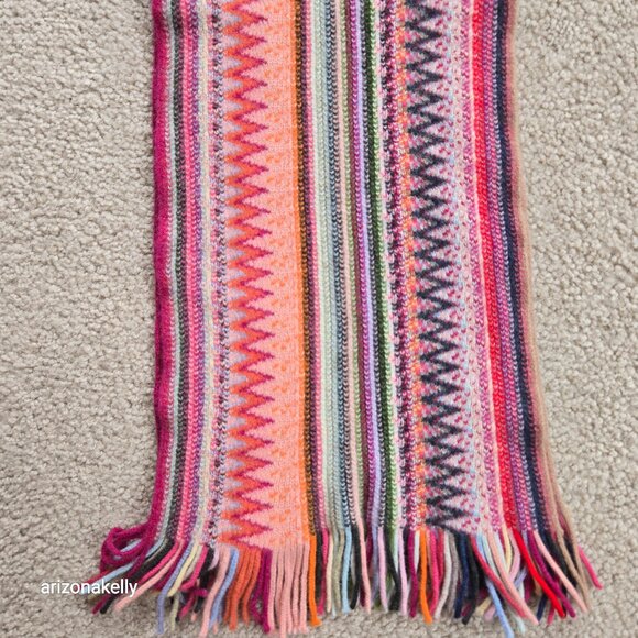 Glen Prince Lambswool ZigZag Scarf Pink Scotland